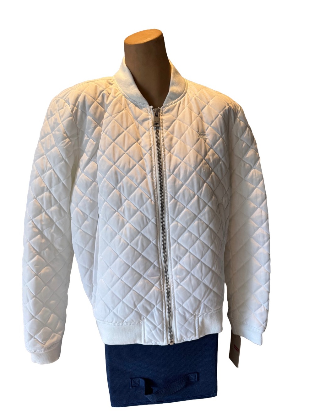 NWT WHITE LEVIS DIAMOND PATTERN QUILTED LIGHTWEIGHT BOMBER JACKET WMS XL